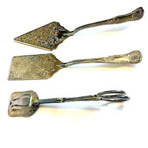 Rogers Bros Silver Plate Utensil Serving Pie Cake Salad Fork Vintage Set /3 VGVC